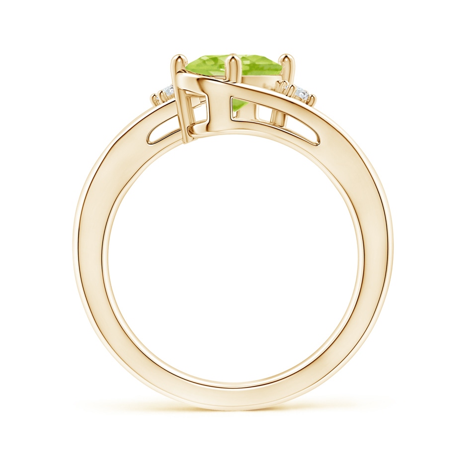8x6mm AA Peridot and Diamond Split Shank Ring in Yellow Gold side-1