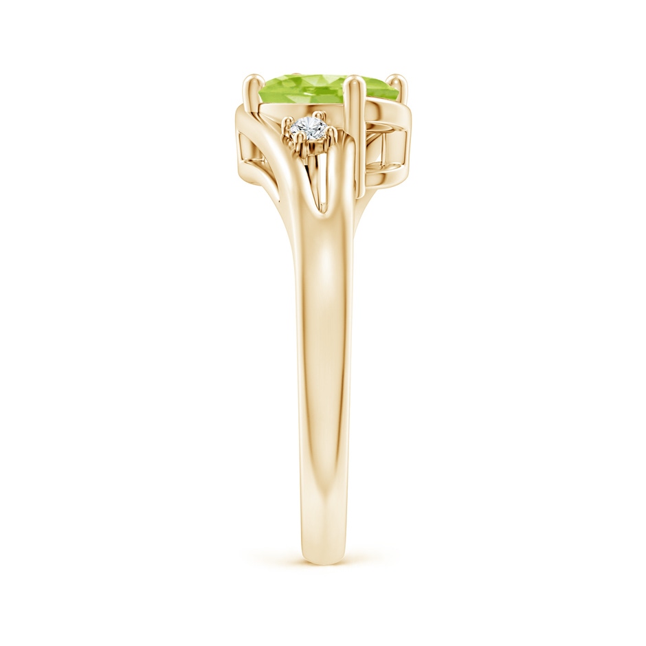 8x6mm AA Peridot and Diamond Split Shank Ring in Yellow Gold side-2