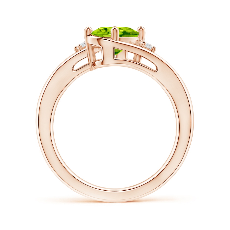 8x6mm AAA Peridot and Diamond Split Shank Ring in Rose Gold side-1