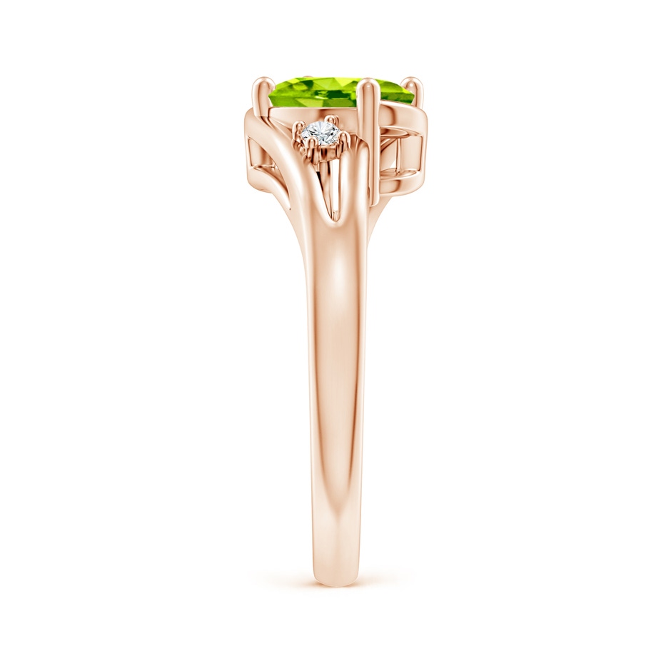 8x6mm AAA Peridot and Diamond Split Shank Ring in Rose Gold side-2