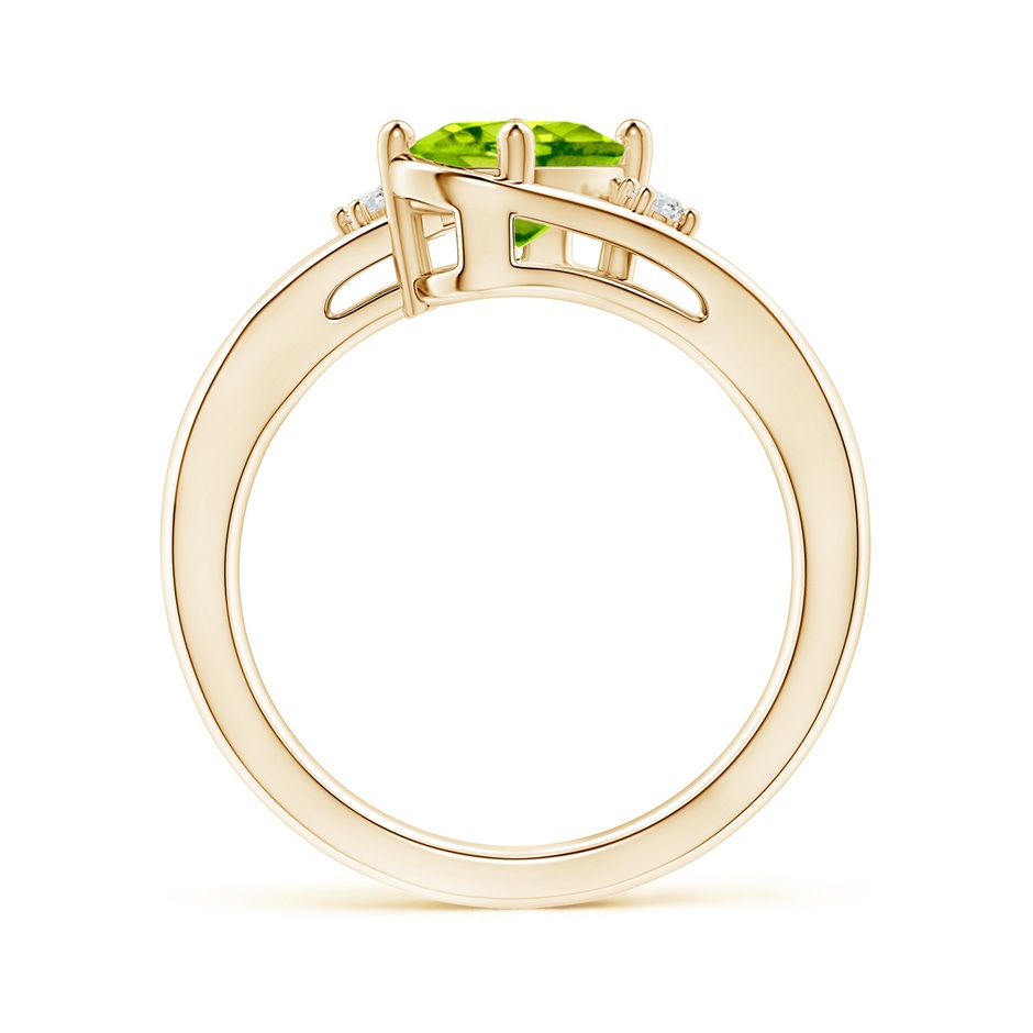 8x6mm AAA Peridot and Diamond Split Shank Ring in Yellow Gold side-1