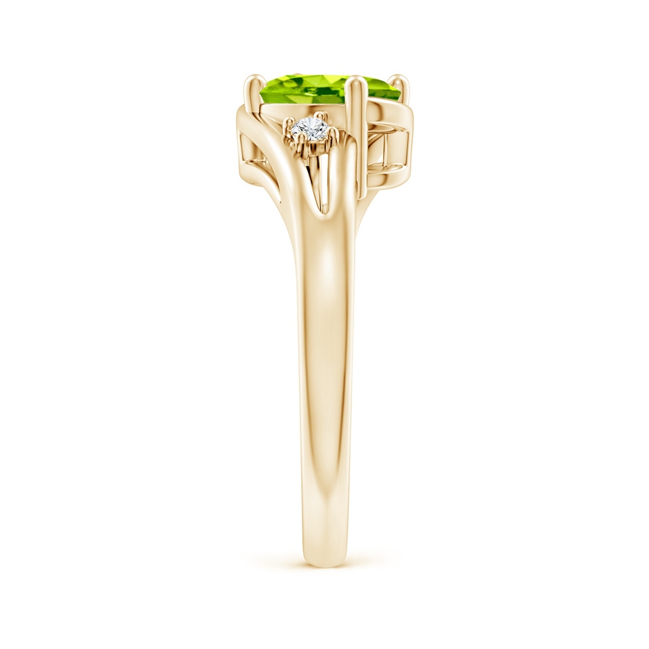 8x6mm AAA Peridot and Diamond Split Shank Ring in Yellow Gold side-2