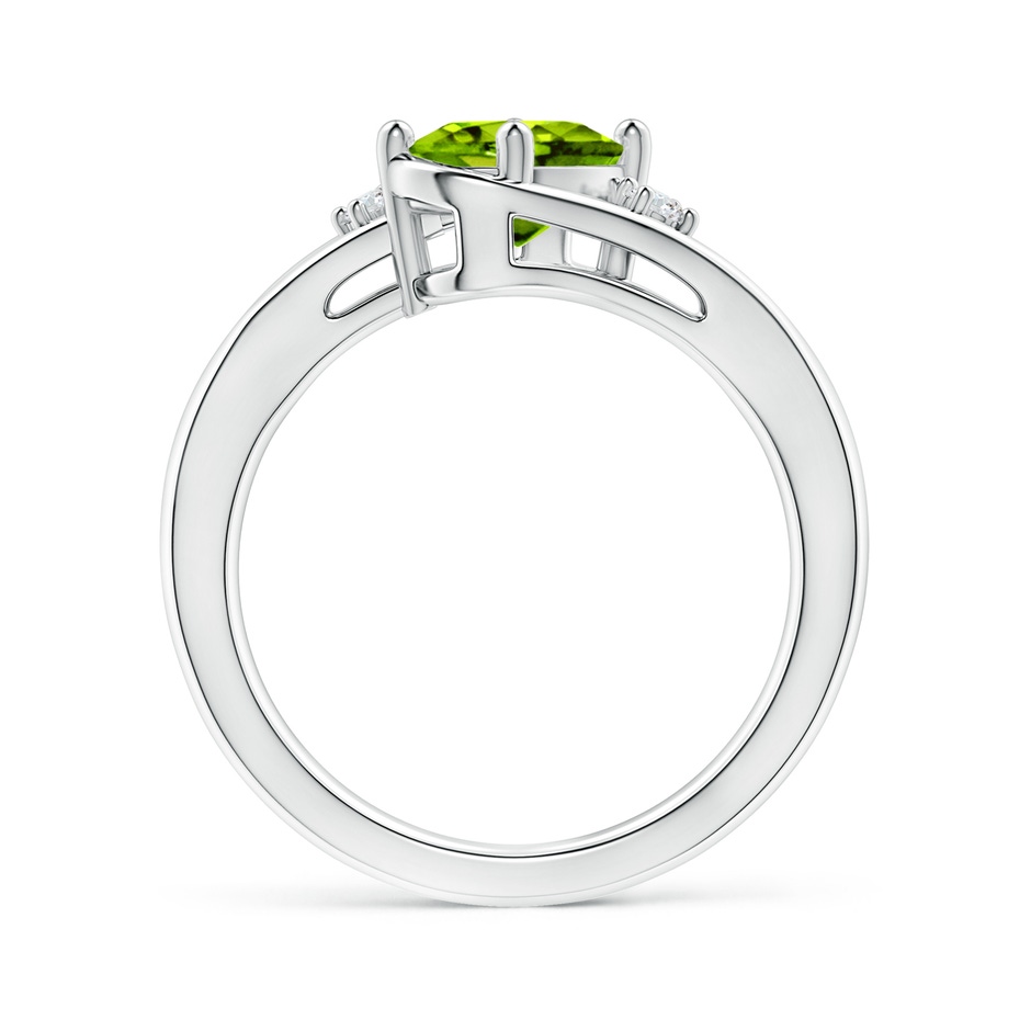 8x6mm AAAA Peridot and Diamond Split Shank Ring in White Gold side-1