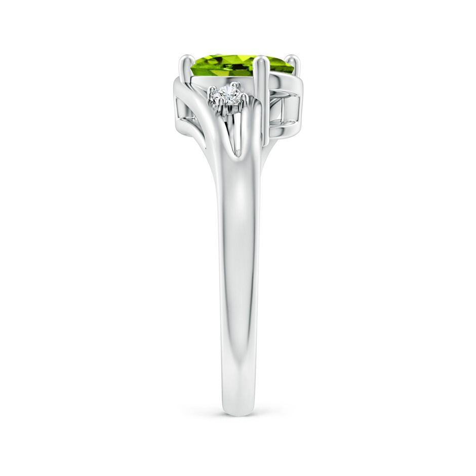 8x6mm AAAA Peridot and Diamond Split Shank Ring in White Gold side-2