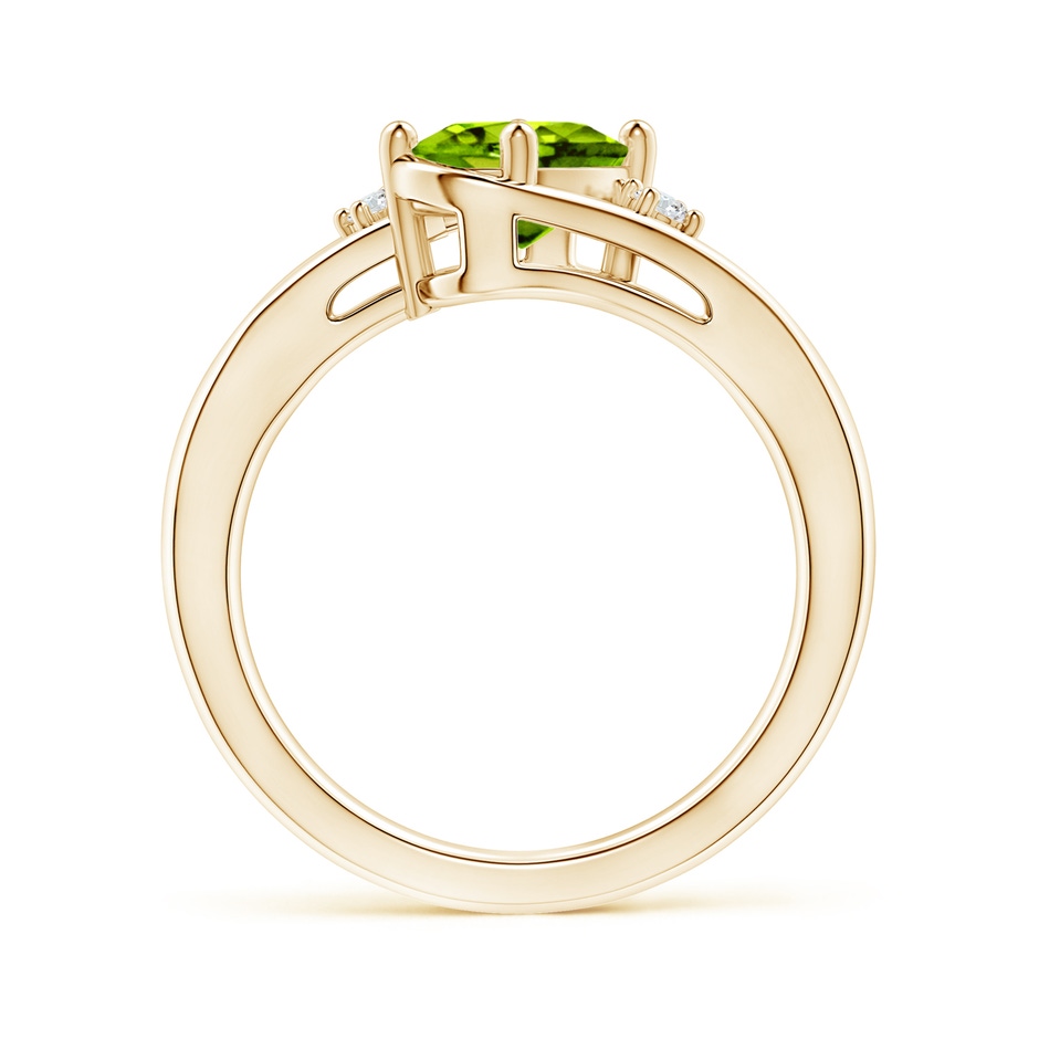 8x6mm AAAA Peridot and Diamond Split Shank Ring in Yellow Gold side-1