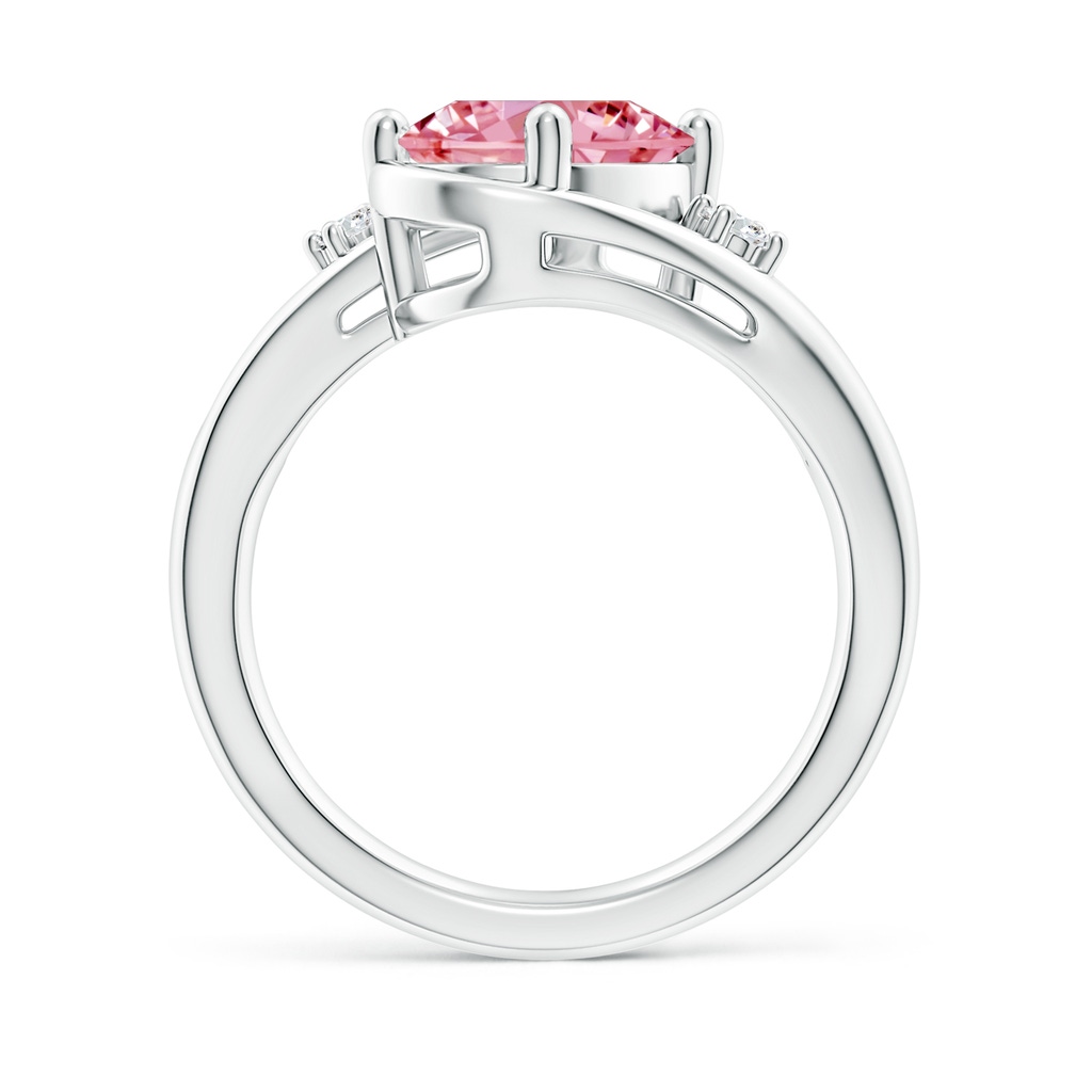 10x8mm AAAA Fancy Intense Pink and White Diamond Split Shank Ring in P950 Platinum - side 199