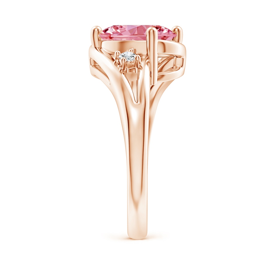 10x8mm AAAA Fancy Intense Pink and White Diamond Split Shank Ring in Rose Gold side 299