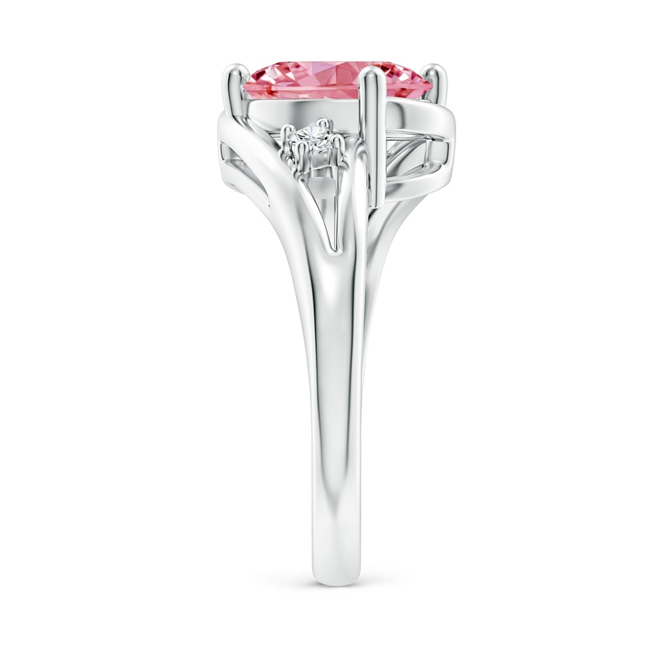 10x8mm AAAA Fancy Intense Pink and White Diamond Split Shank Ring in White Gold side 299