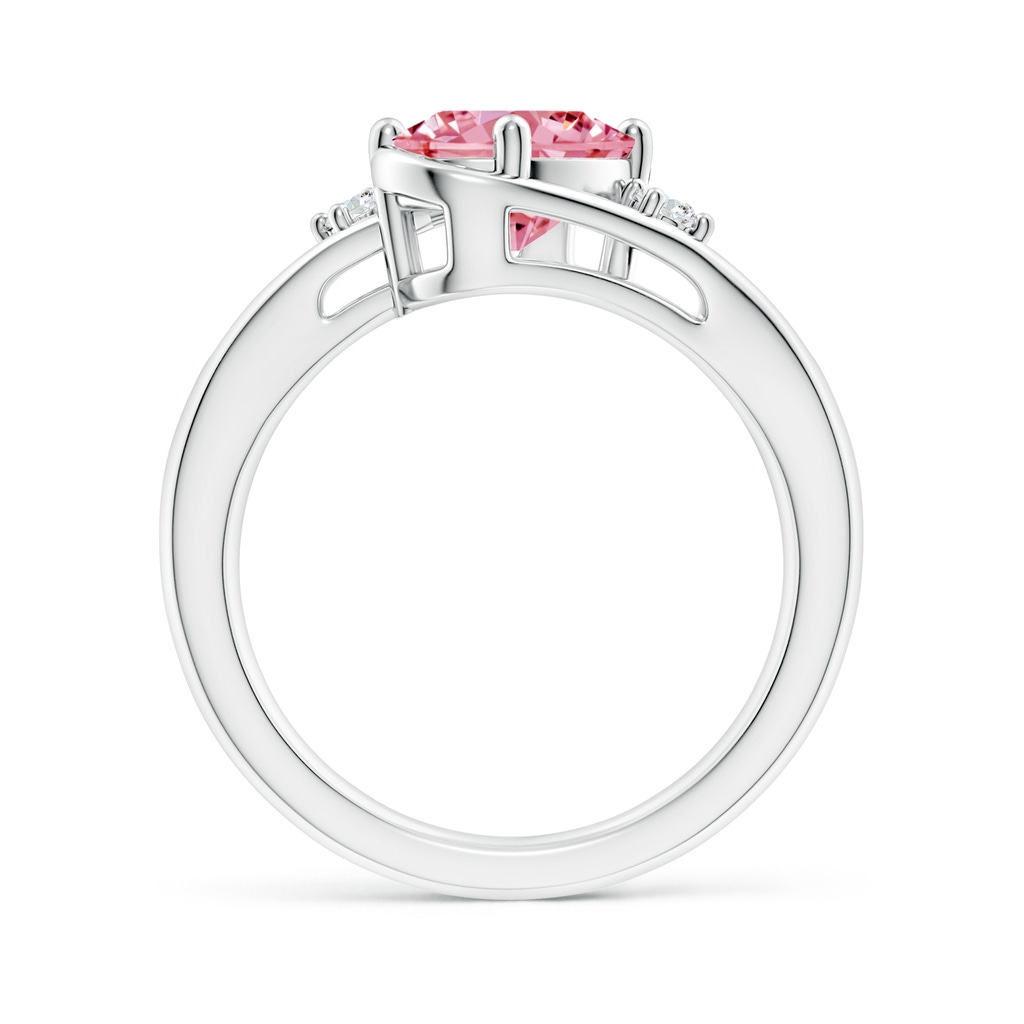 9x7mm AAAA Fancy Intense Pink and White Diamond Split Shank Ring in White Gold - side 199
