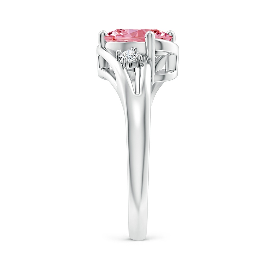 9x7mm AAAA Fancy Intense Pink and White Diamond Split Shank Ring in White Gold side 299