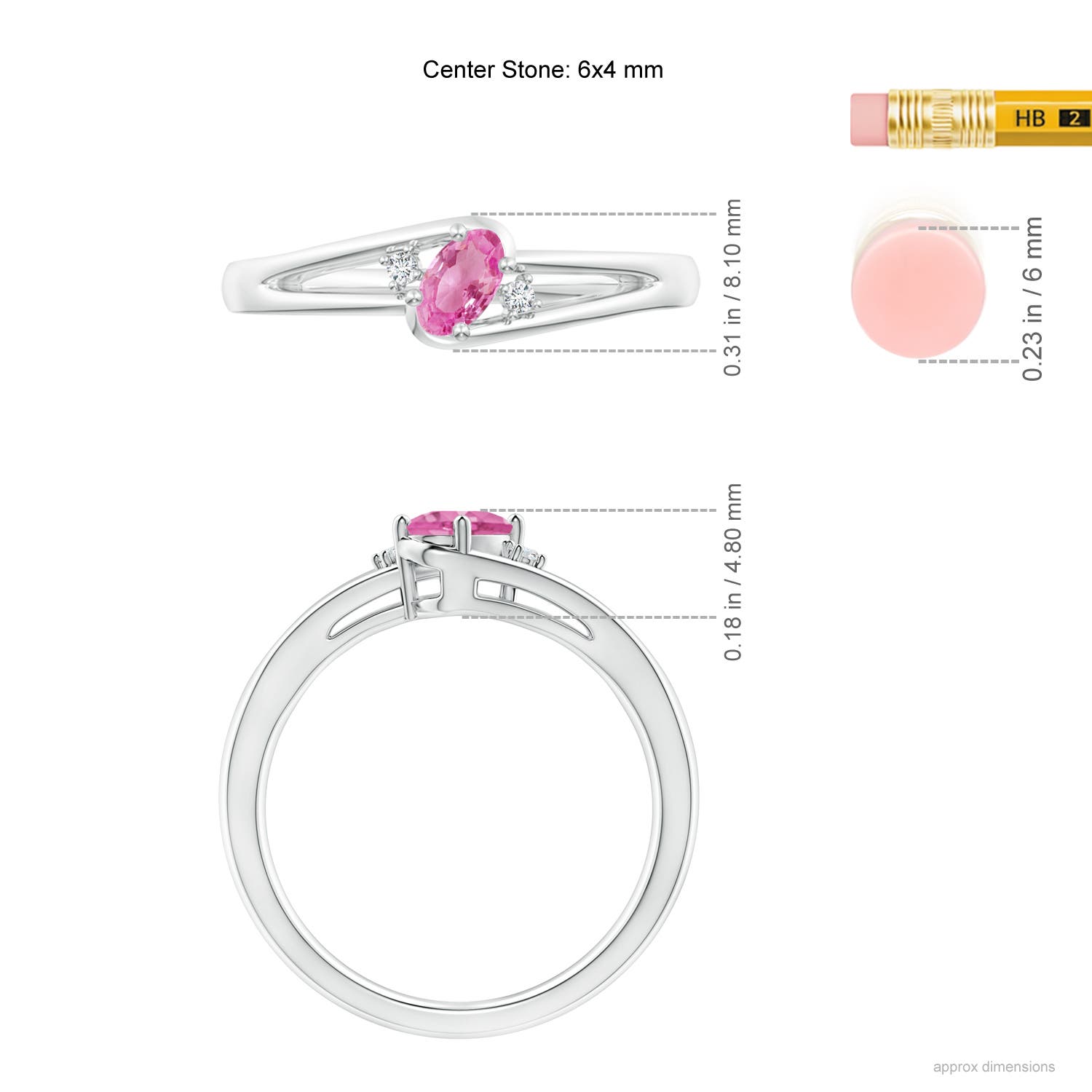 AA - Pink Sapphire / 0.57 CT / 14 KT White Gold