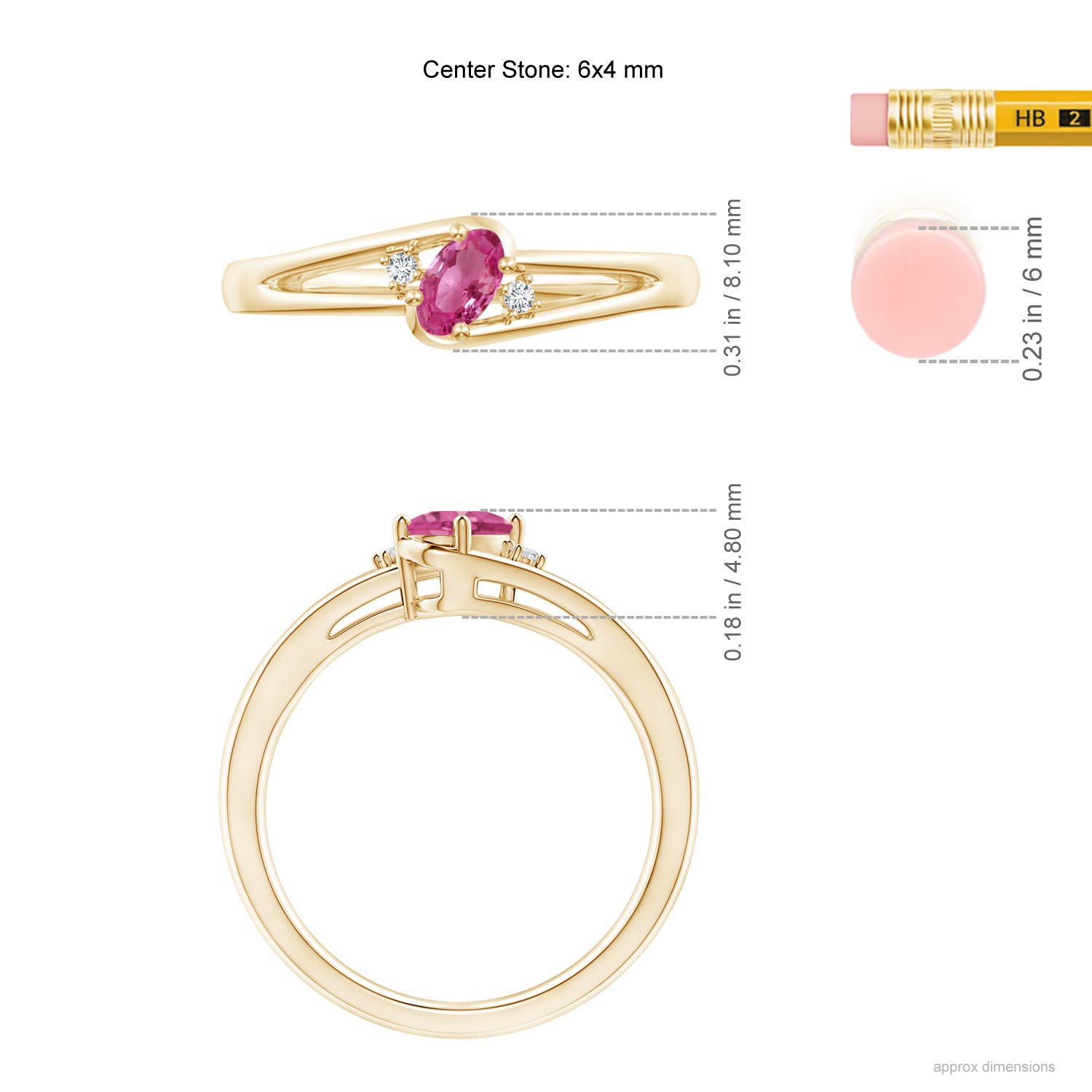 AAAA - Pink Sapphire / 0.57 CT / 14 KT Yellow Gold