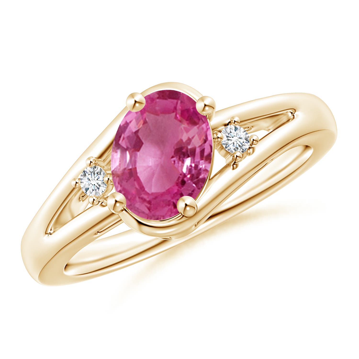 AAAA - Pink Sapphire / 1.5 CT / 14 KT Yellow Gold