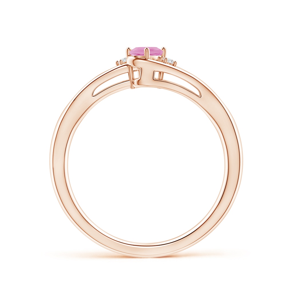 5x3mm A Pink Tourmaline and Diamond Split Shank Ring in 9K Rose Gold - side 199