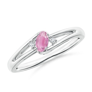 5x3mm A Pink Tourmaline and Diamond Split Shank Ring in P950 Platinum