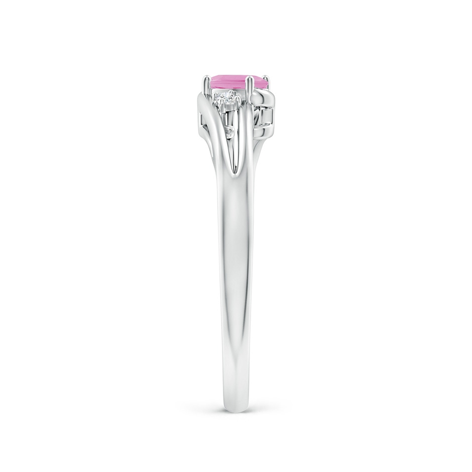 5x3mm A Pink Tourmaline and Diamond Split Shank Ring in White Gold side 299