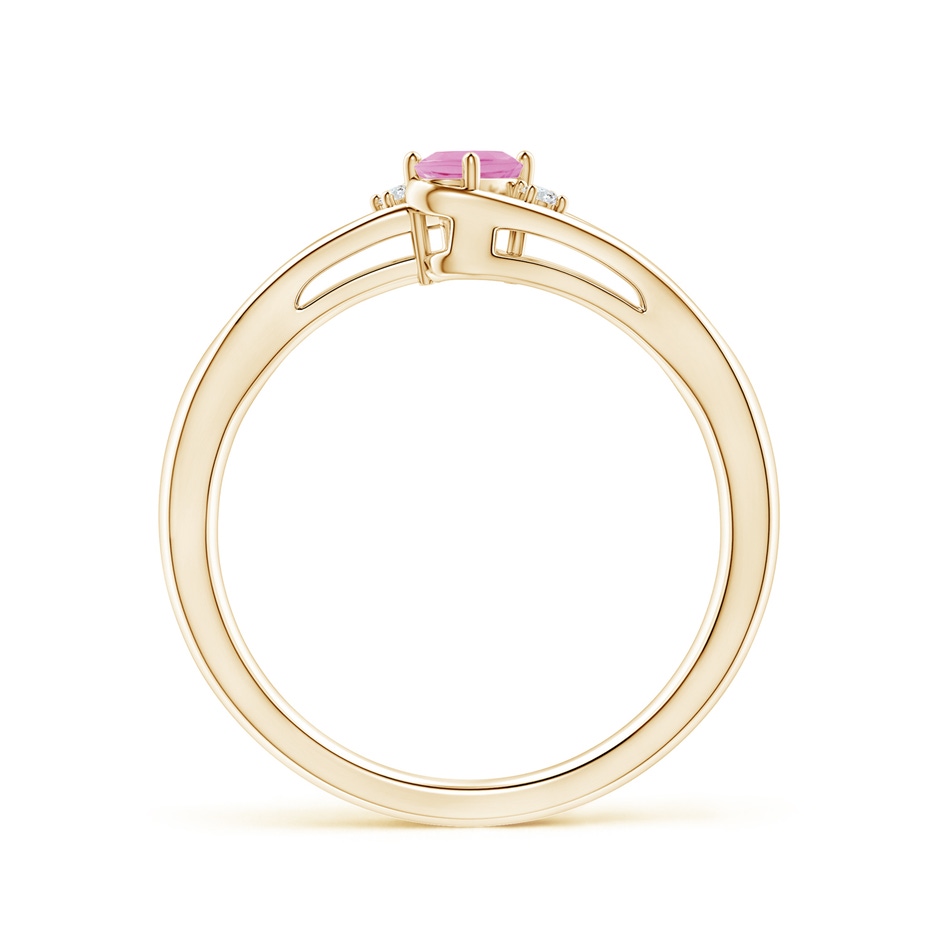 5x3mm A Pink Tourmaline and Diamond Split Shank Ring in Yellow Gold side 199