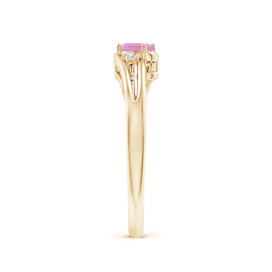 5x3mm A Pink Tourmaline and Diamond Split Shank Ring in Yellow Gold side 299