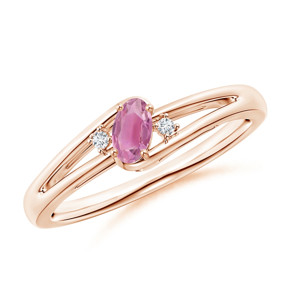 5x3mm AA Pink Tourmaline and Diamond Split Shank Ring in Rose Gold 