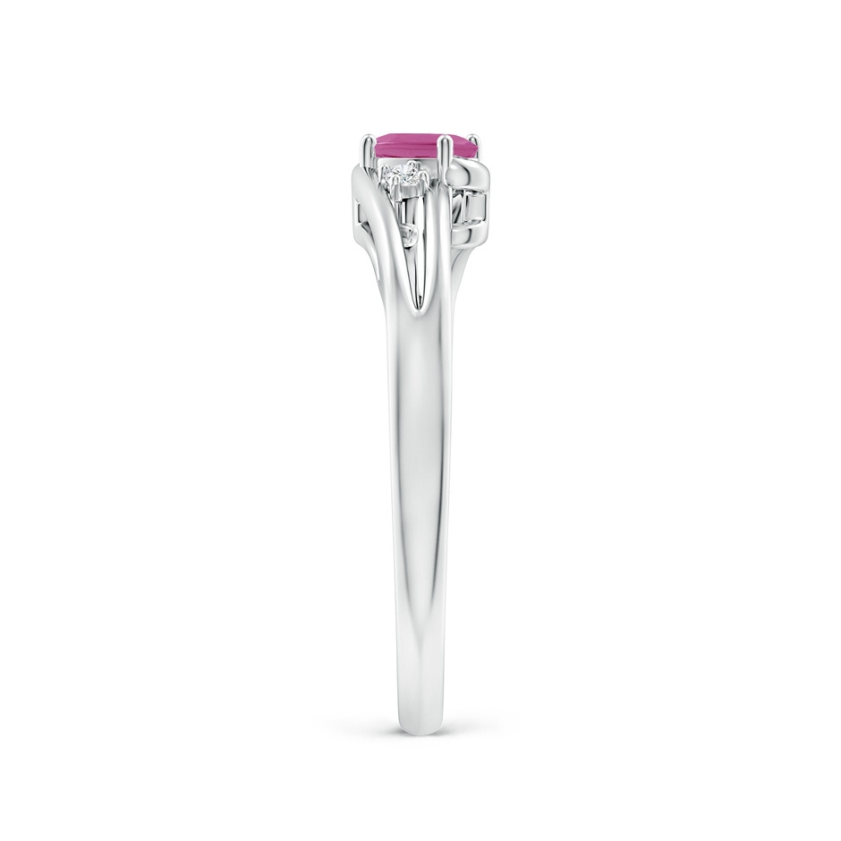 5x3mm AAA Pink Tourmaline and Diamond Split Shank Ring in White Gold side 299