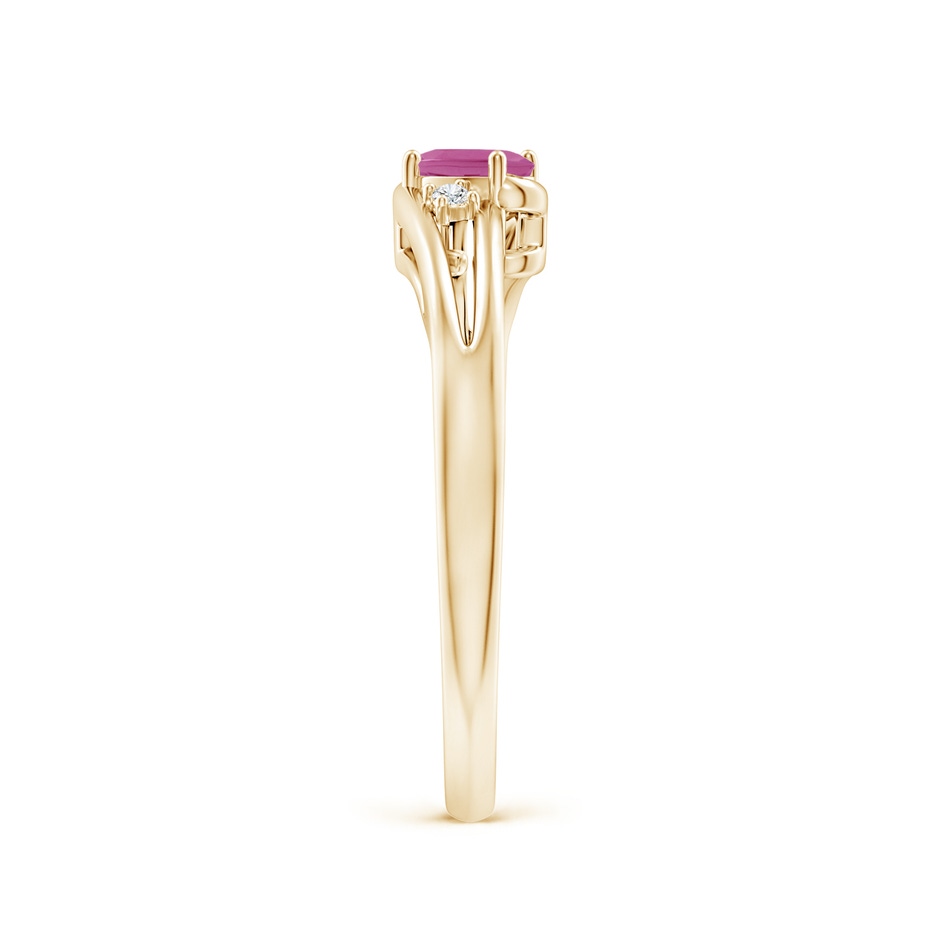 5x3mm AAA Pink Tourmaline and Diamond Split Shank Ring in Yellow Gold side 299