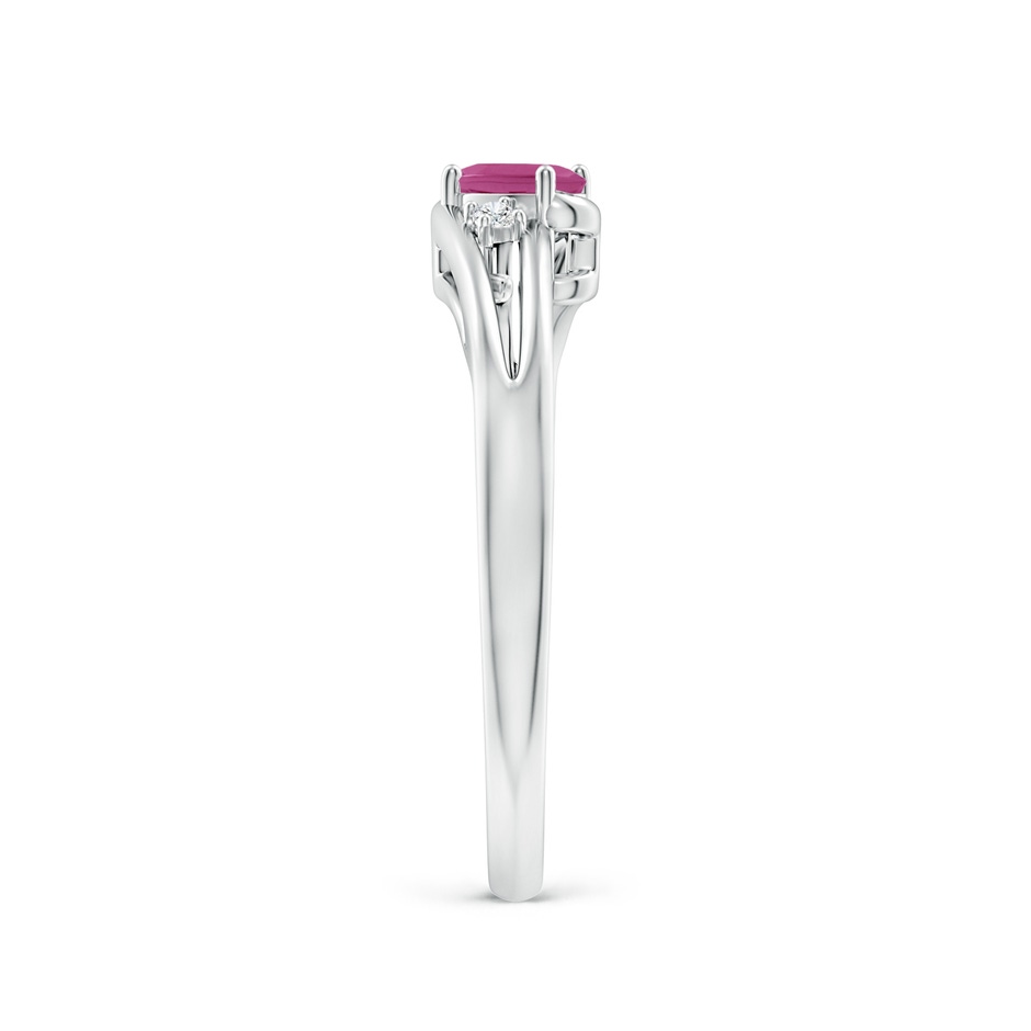 5x3mm AAAA Pink Tourmaline and Diamond Split Shank Ring in P950 Platinum side 299