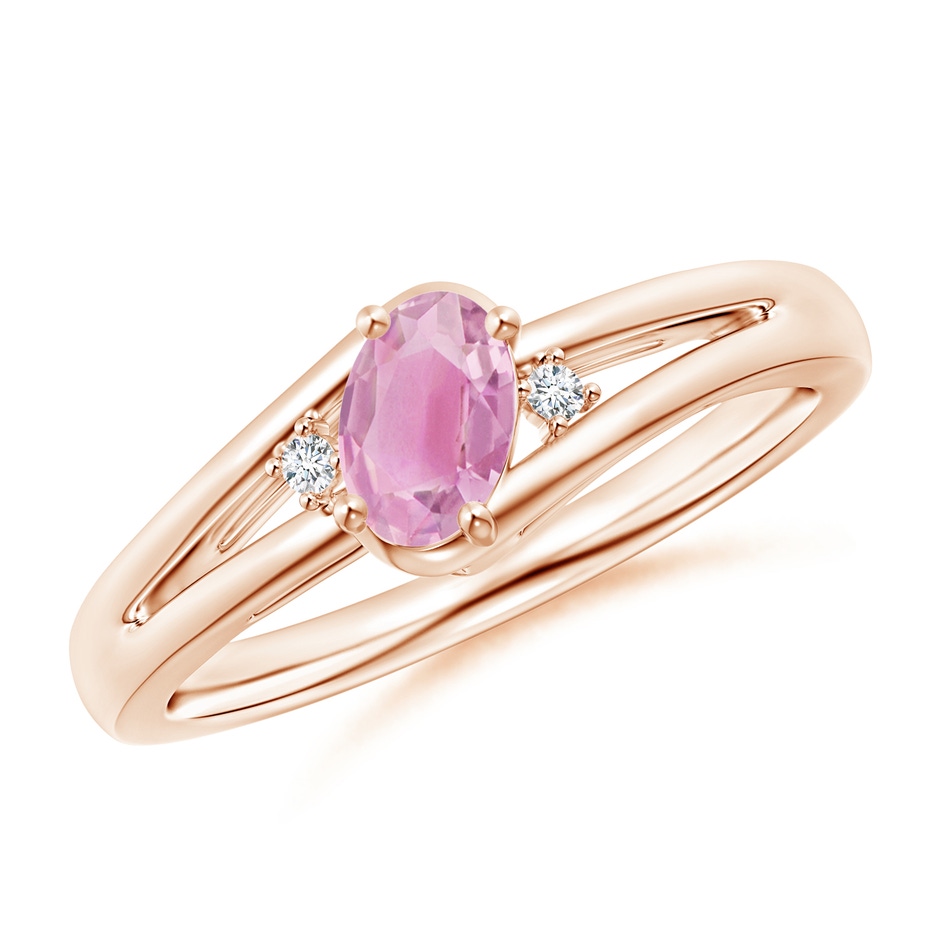 6x4mm A Pink Tourmaline and Diamond Split Shank Ring in Rose Gold 