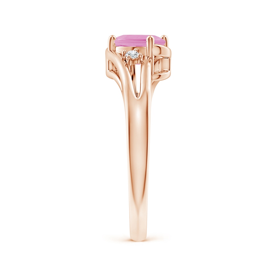 7x5mm A Pink Tourmaline and Diamond Split Shank Ring in Rose Gold side 299