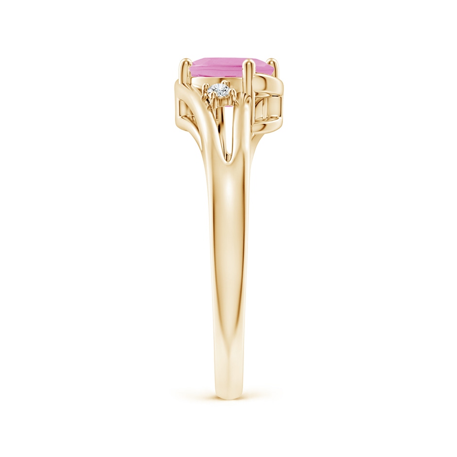 7x5mm A Pink Tourmaline and Diamond Split Shank Ring in Yellow Gold side 299