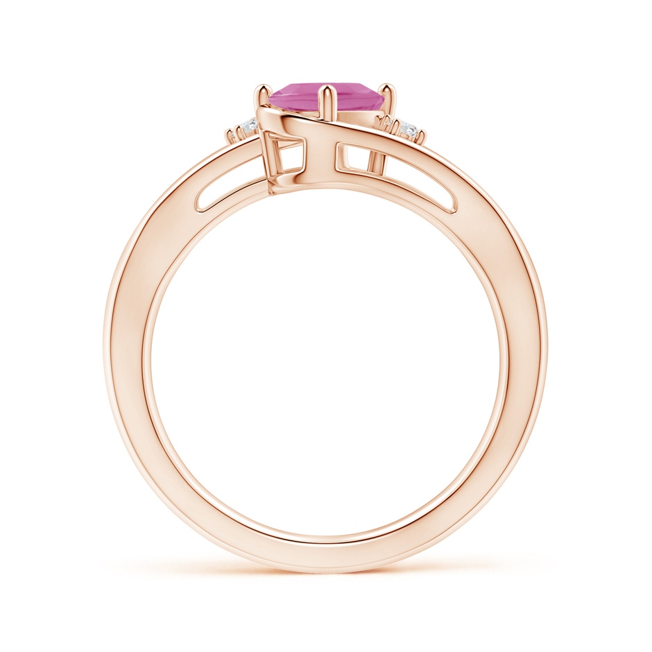 7x5mm AA Pink Tourmaline and Diamond Split Shank Ring in Rose Gold side 199