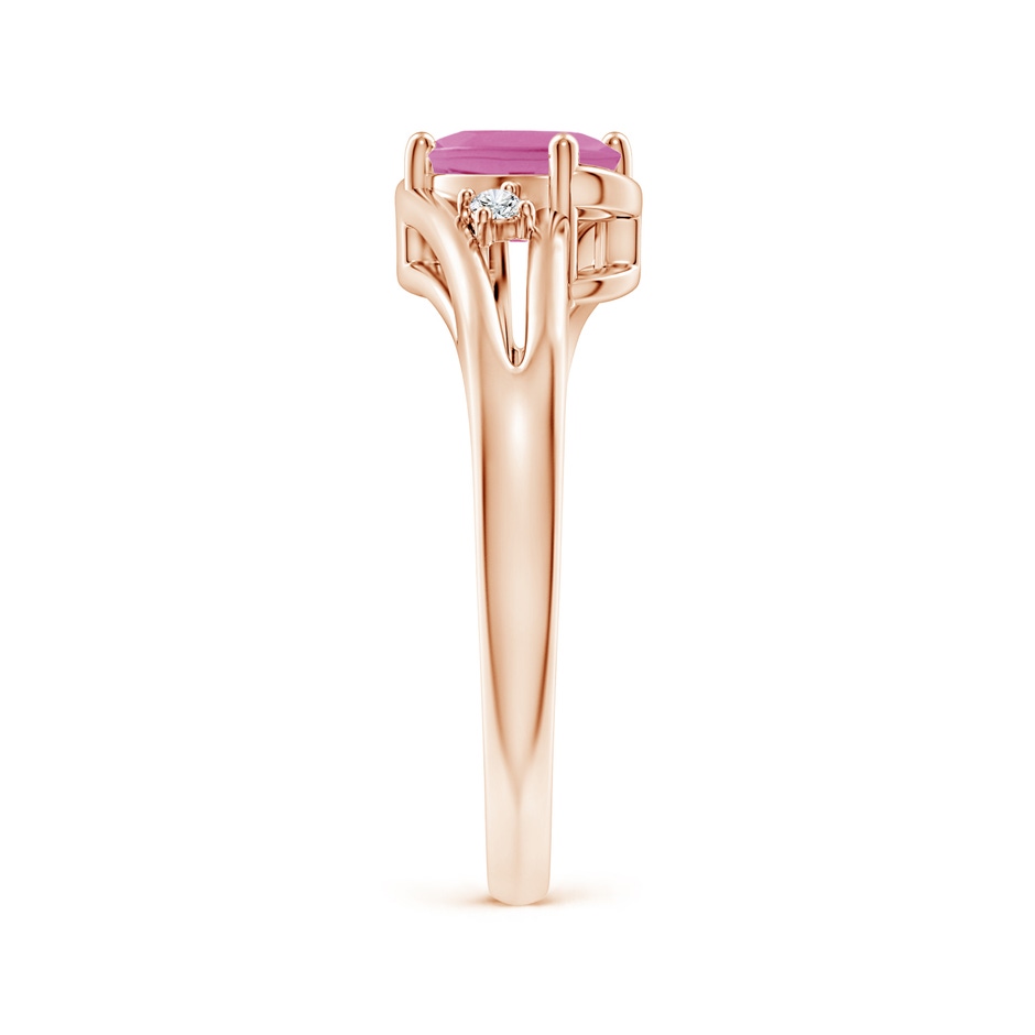 7x5mm AA Pink Tourmaline and Diamond Split Shank Ring in Rose Gold side 299