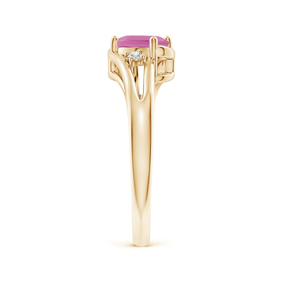 7x5mm AA Pink Tourmaline and Diamond Split Shank Ring in Yellow Gold side 299