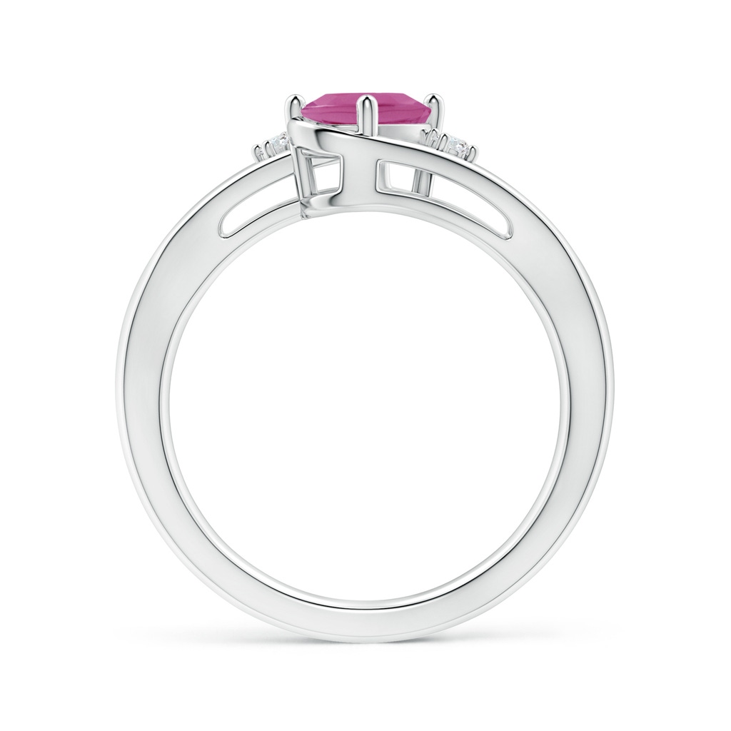 7x5mm AAA Pink Tourmaline and Diamond Split Shank Ring in White Gold - side 199