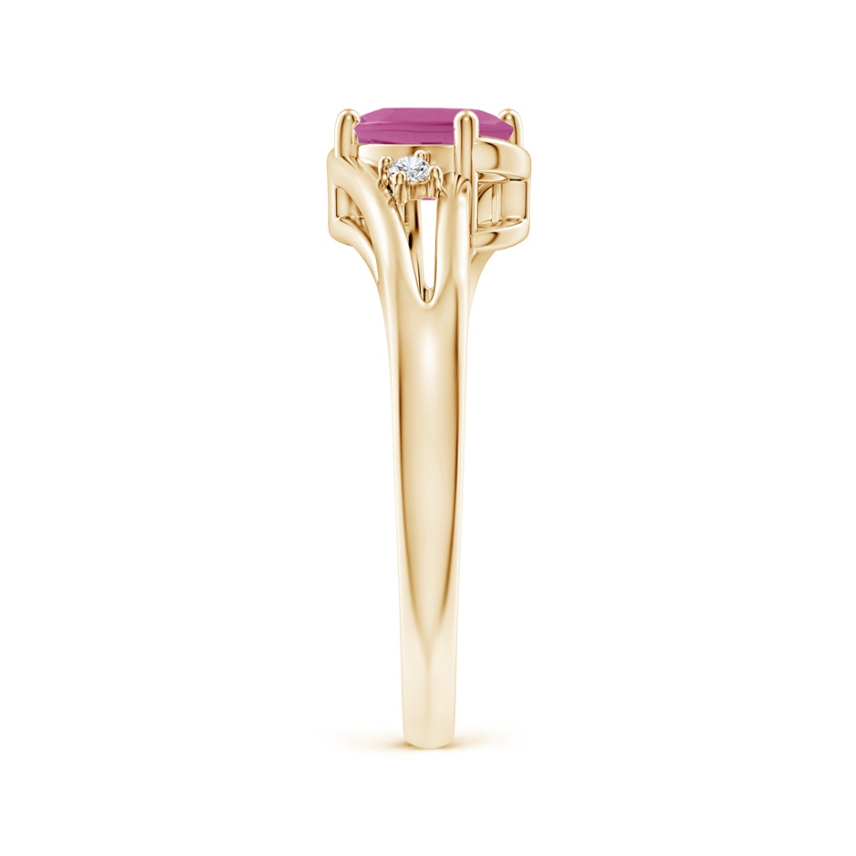 7x5mm AAA Pink Tourmaline and Diamond Split Shank Ring in Yellow Gold side 299