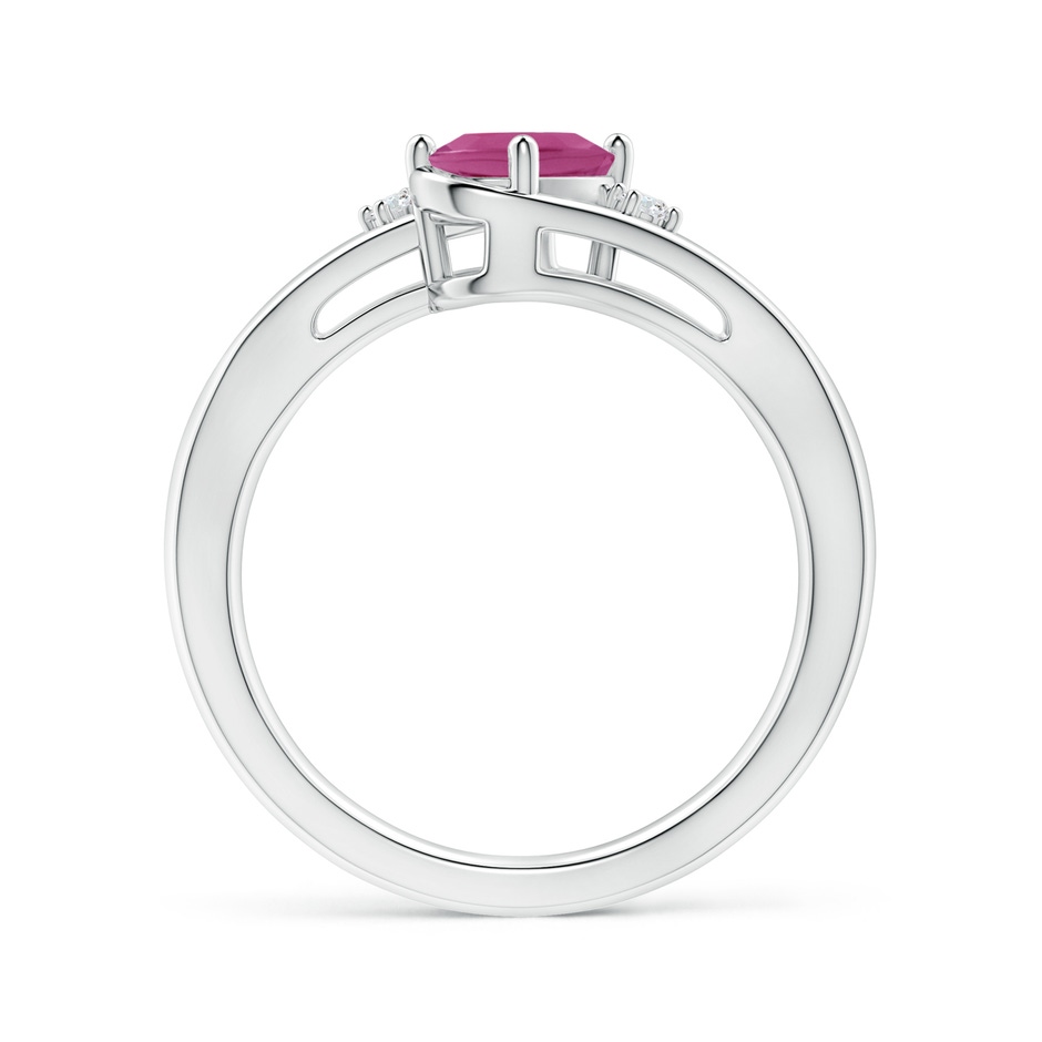 7x5mm AAAA Pink Tourmaline and Diamond Split Shank Ring in P950 Platinum side 199