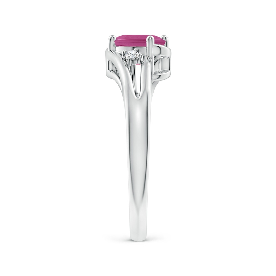 7x5mm AAAA Pink Tourmaline and Diamond Split Shank Ring in P950 Platinum side 299