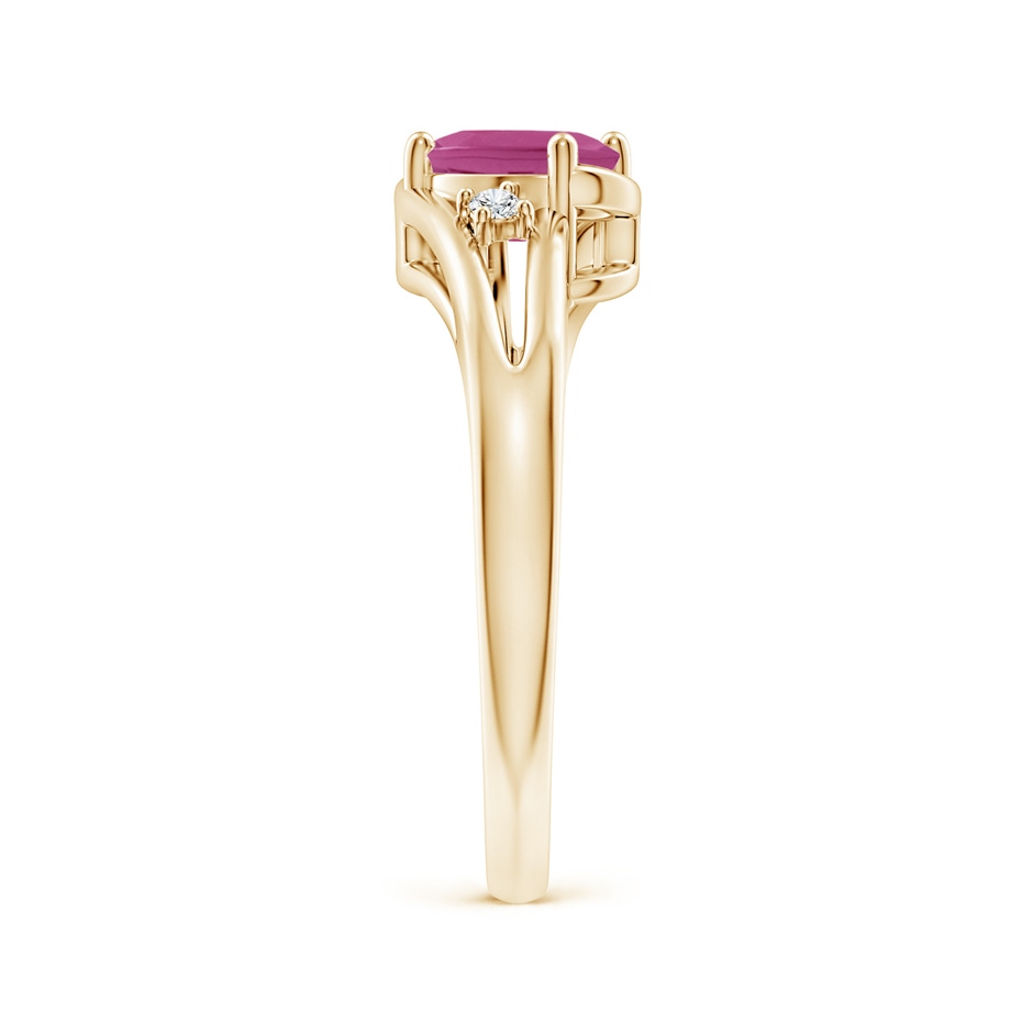 7x5mm AAAA Pink Tourmaline and Diamond Split Shank Ring in Yellow Gold side 299