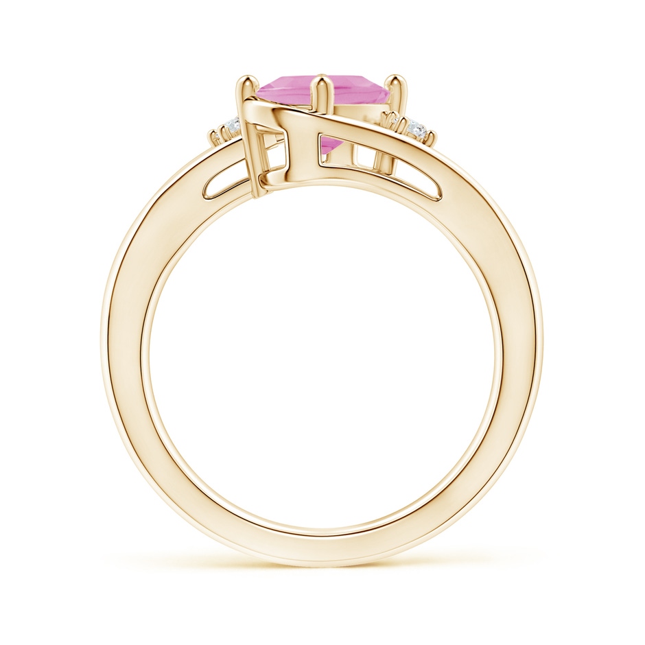 8x6mm A Pink Tourmaline and Diamond Split Shank Ring in Yellow Gold side 199