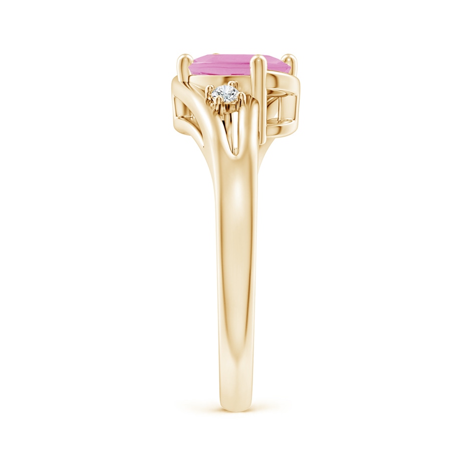 8x6mm A Pink Tourmaline and Diamond Split Shank Ring in Yellow Gold side 299