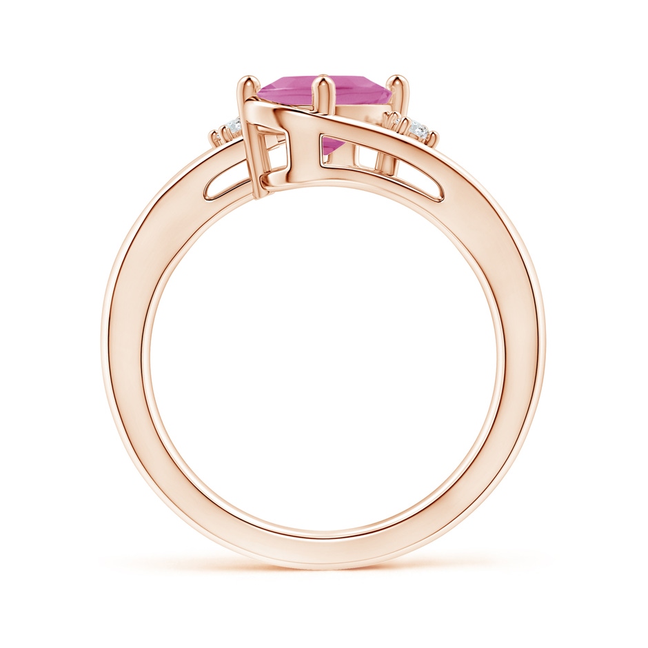 8x6mm AA Pink Tourmaline and Diamond Split Shank Ring in Rose Gold side 199