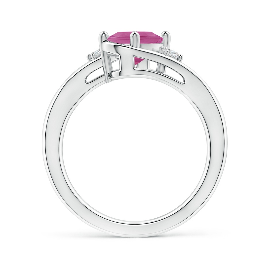 8x6mm AAA Pink Tourmaline and Diamond Split Shank Ring in White Gold side 199