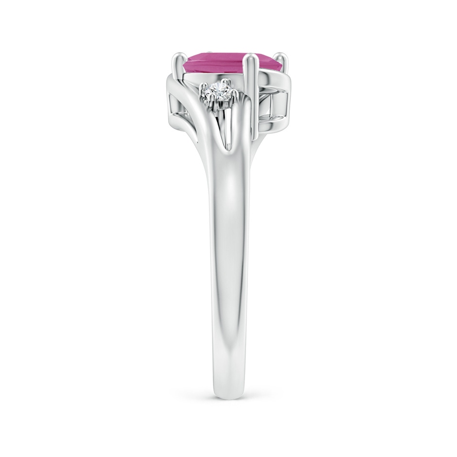8x6mm AAA Pink Tourmaline and Diamond Split Shank Ring in White Gold side 299