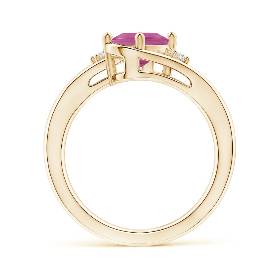 8x6mm AAA Pink Tourmaline and Diamond Split Shank Ring in Yellow Gold side 199