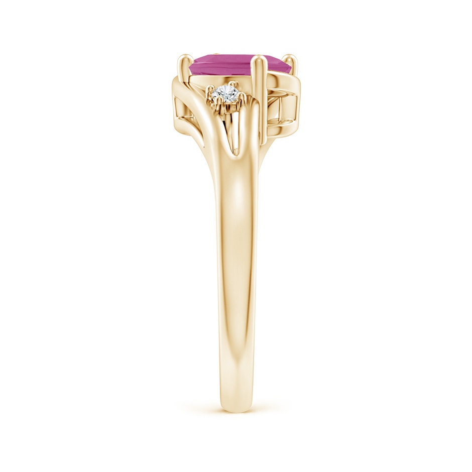 8x6mm AAA Pink Tourmaline and Diamond Split Shank Ring in Yellow Gold side 299