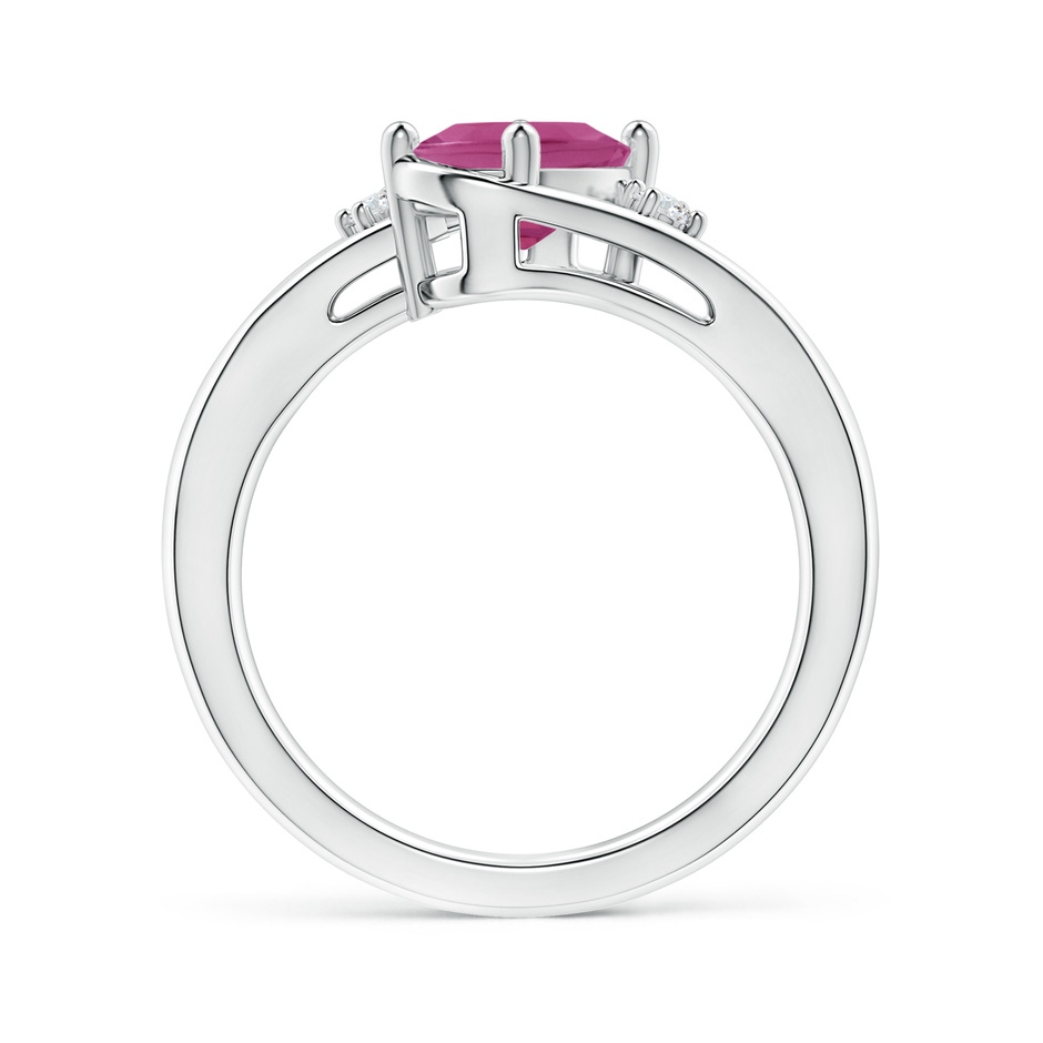 8x6mm AAAA Pink Tourmaline and Diamond Split Shank Ring in P950 Platinum side 199