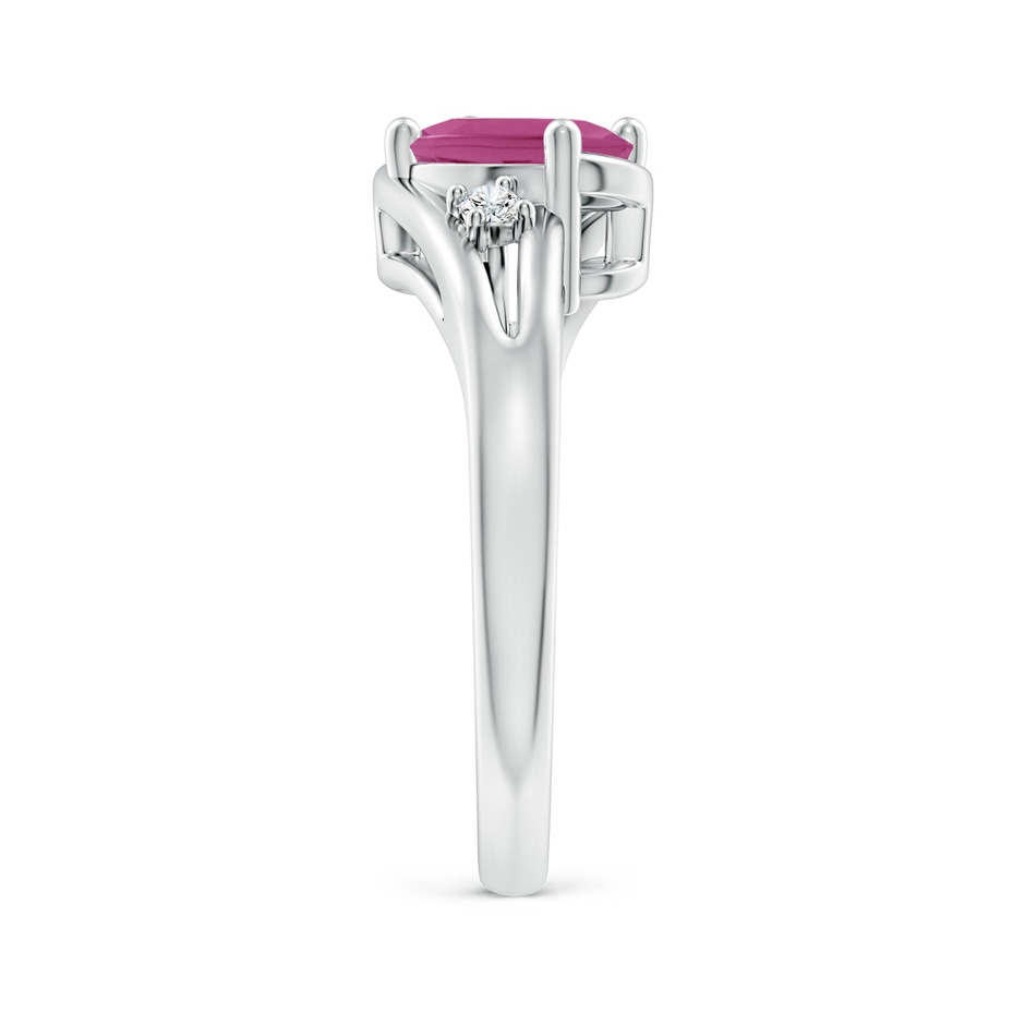 8x6mm AAAA Pink Tourmaline and Diamond Split Shank Ring in P950 Platinum side 299