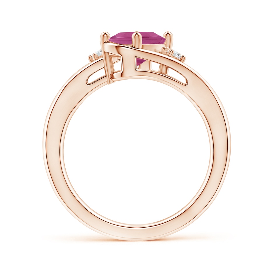 8x6mm AAAA Pink Tourmaline and Diamond Split Shank Ring in Rose Gold side 199