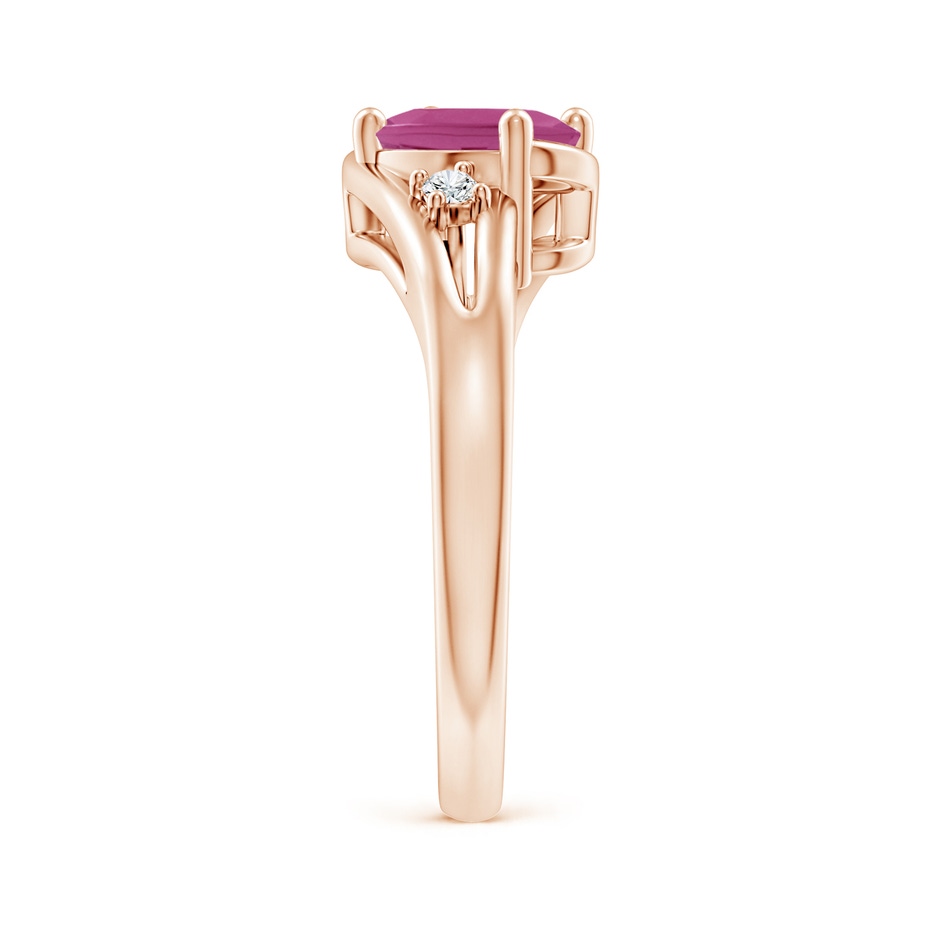 8x6mm AAAA Pink Tourmaline and Diamond Split Shank Ring in Rose Gold side 299