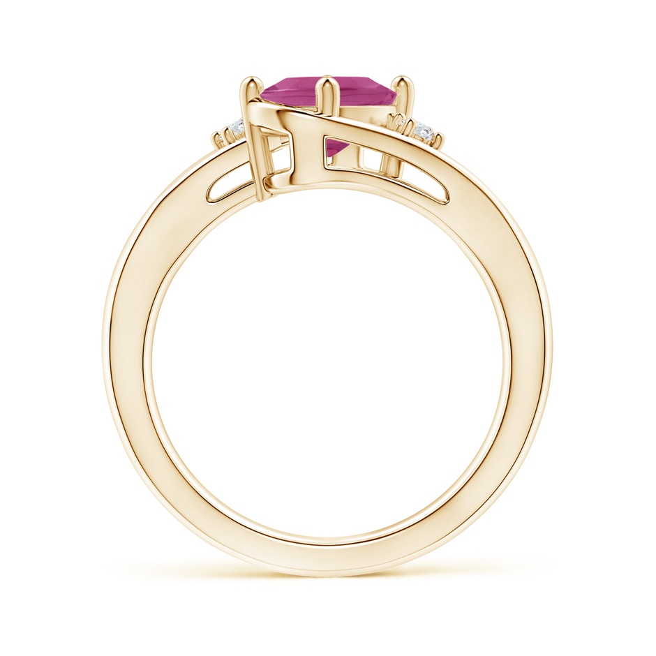 8x6mm AAAA Pink Tourmaline and Diamond Split Shank Ring in Yellow Gold side 199