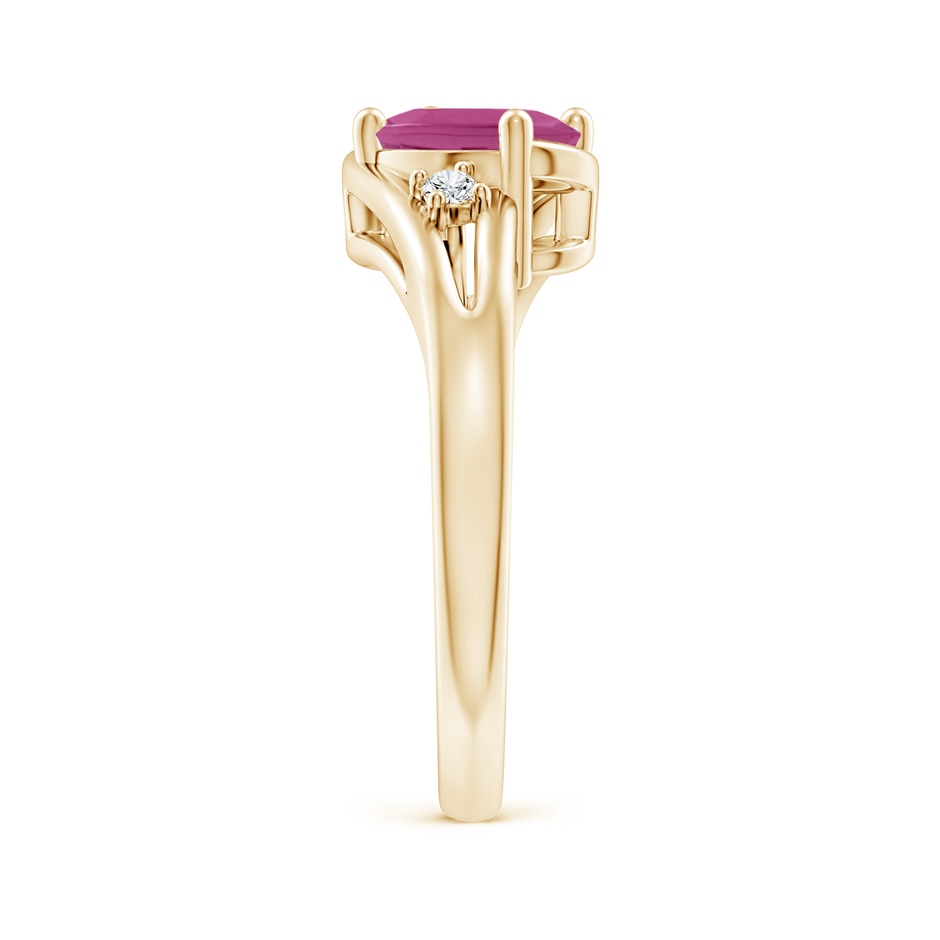 8x6mm AAAA Pink Tourmaline and Diamond Split Shank Ring in Yellow Gold side 299